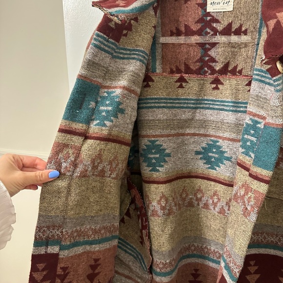 Red Turquoise Aztec-Printed Jacket - Picture 2 of 4